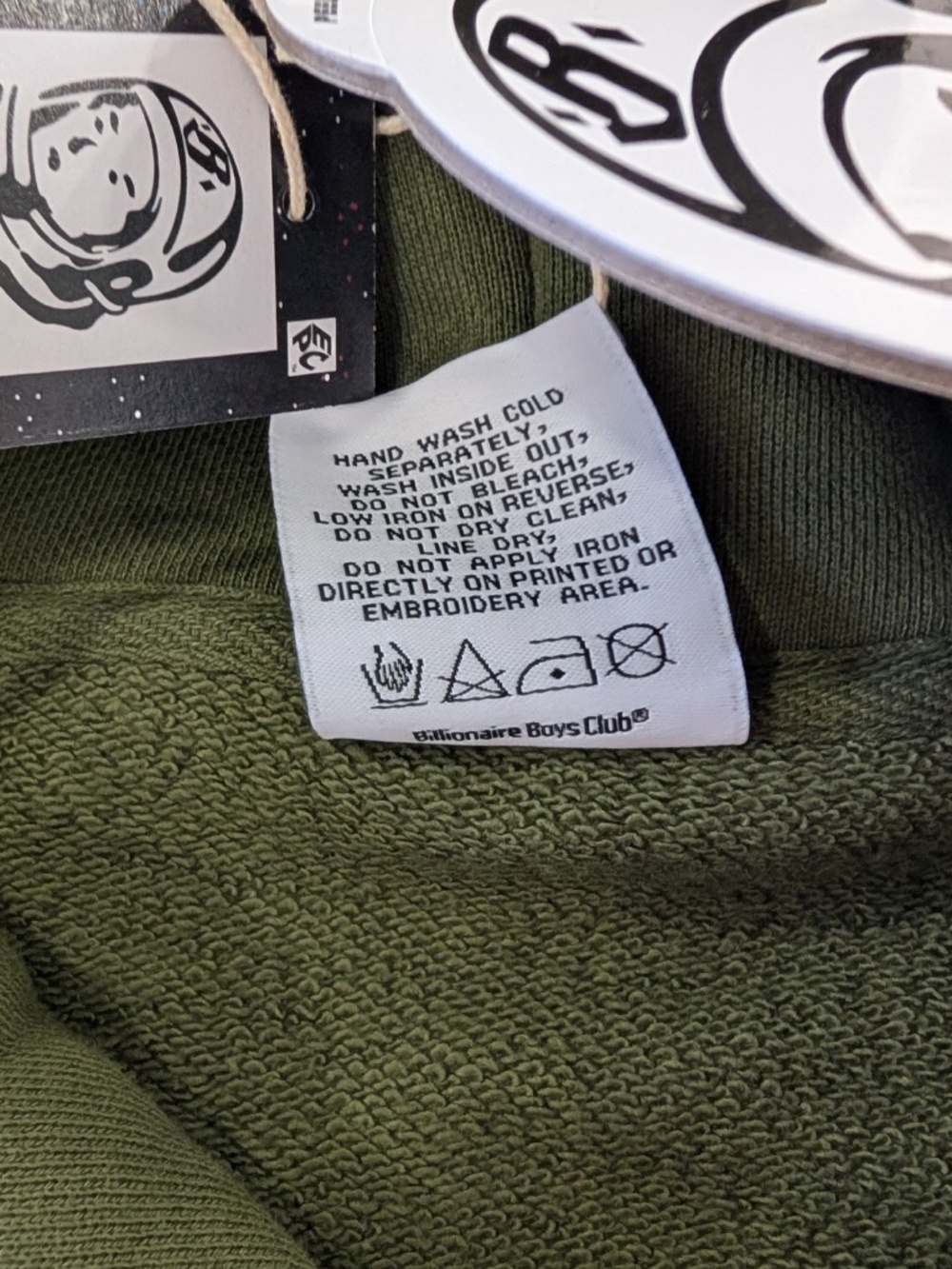 BBC Billionaire Boys Club Globe Hoodie Size L Olive Green Zipper Pockets New - Picture 11 of 11